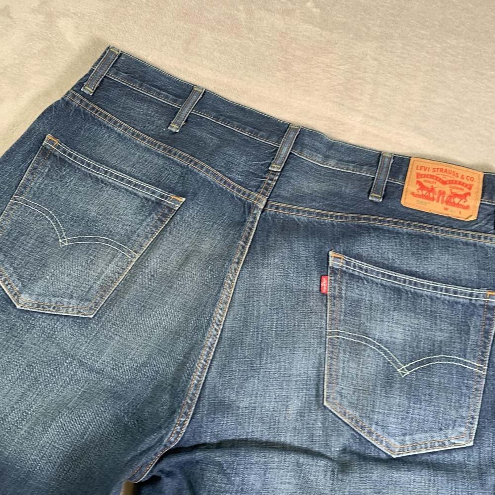 Y2K Levis 569 Shorts Mens‎ 40 Blue Denim Loose Straight Baggy 5-Pocket Zip Fly - Picture 12 of 13